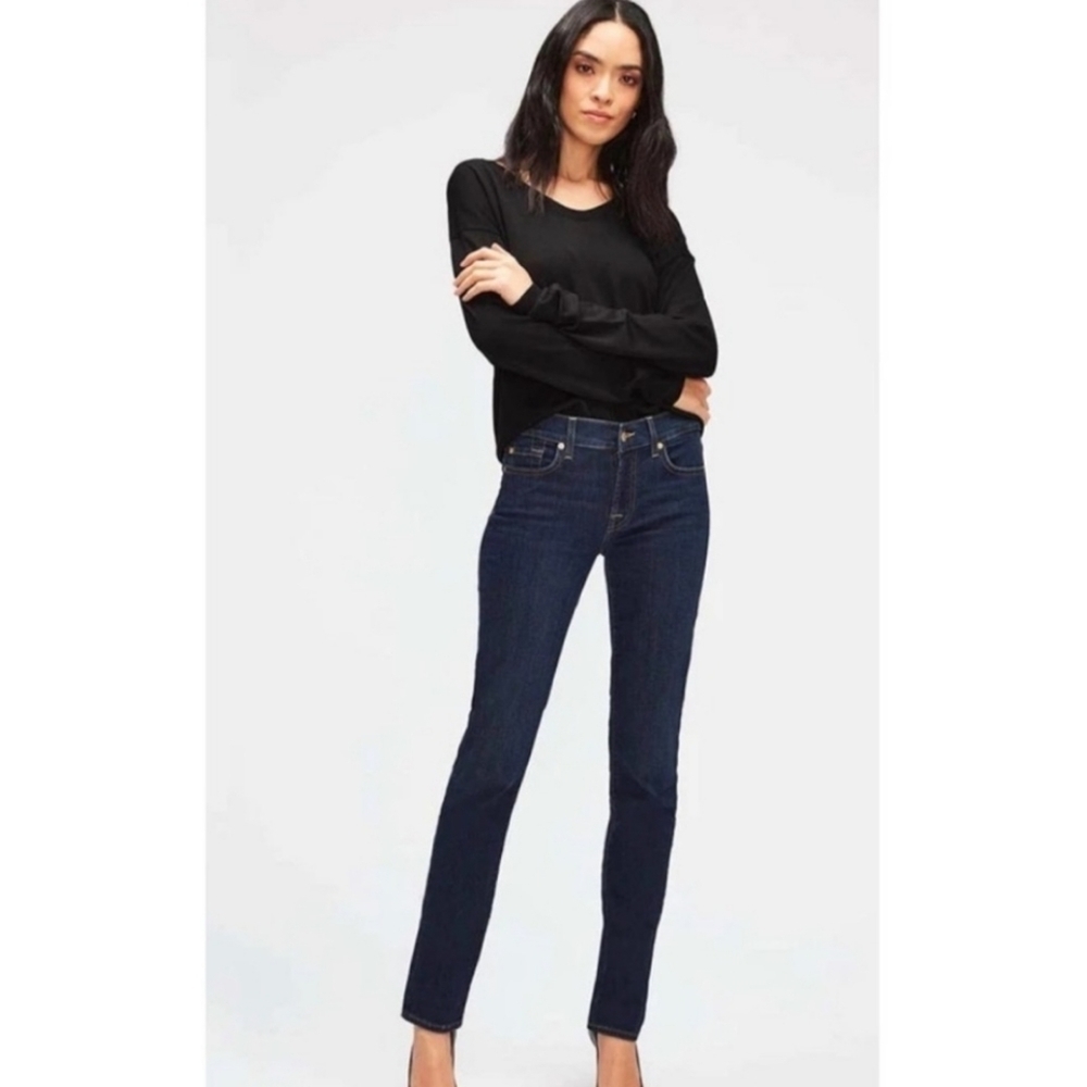 7 For All Mankind Roxanne Skinny Ankle Grazer Jeans Womens Size 27 Blue Denim